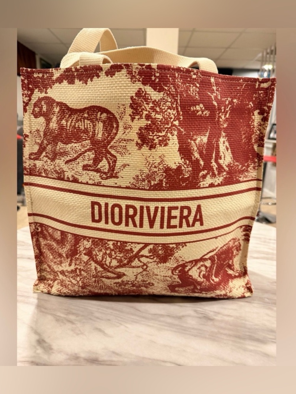 Dior Tote - Cream &  Red - w/ Star Charm - Picture 2 of 6